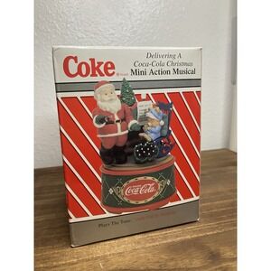 Vintage 1997 Enesco Delivering a Coca-Cola Christmas Mini Action Musical
